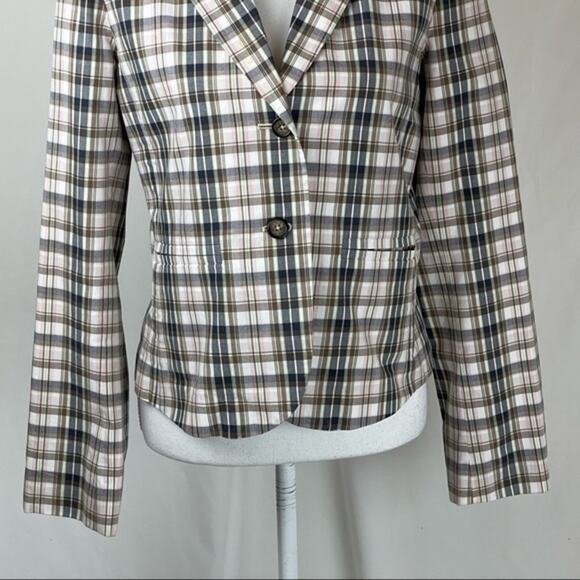 Nautica White Black Plaid Cotton Academia Prep Classic Blazer NWOT Size 4 - Picture 4 of 11